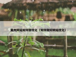 冀州网站如何做优化（如何做好网站优化）