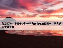 免签的神！塔雷米_恰20均为自由身加盟国米，两人欧冠主导大胜