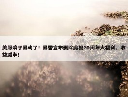 美服喷子暴动了！暴雪宣布删除魔兽20周年大福利，收益减半！