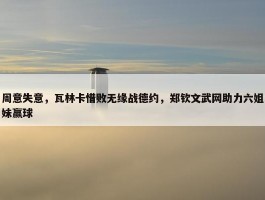 周意失意，瓦林卡惜败无缘战德约，郑钦文武网助力六姐妹赢球