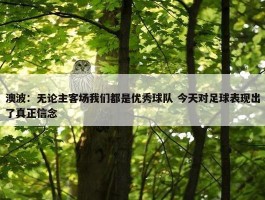 澳波：无论主客场我们都是优秀球队 今天对足球表现出了真正信念