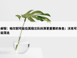 邮报：帕尔默可能在英格兰队扮演更重要的角色；沃克可能落选