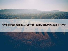 企业纳税最多的城市排行榜（2020年纳税最多的企业）