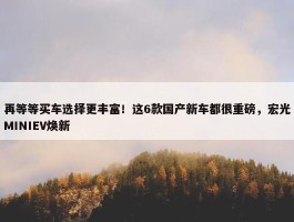 再等等买车选择更丰富！这6款国产新车都很重磅，宏光MINIEV焕新