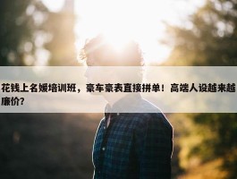 花钱上名媛培训班，豪车豪表直接拼单！高端人设越来越廉价？