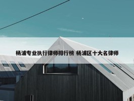 杨浦专业执行律师排行榜 杨浦区十大名律师