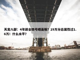 天龙八部：4年前全四号晒面板？29万分总属性过1.6万！什么水平？