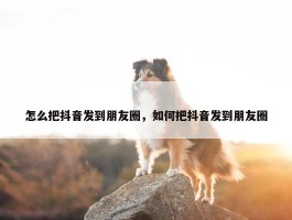 怎么把抖音发到朋友圈，如何把抖音发到朋友圈