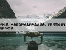 何小鹏：未来留在牌桌上的车企会很少，下阶段赛点是年销100万辆