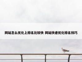 网站怎么优化上排名比较快 网站快速优化排名技巧