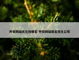 外贸网站优化找哪家 外贸网站排名优化公司