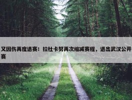 又因伤再度退赛！拉杜卡努再次缩减赛程，退出武汉公开赛