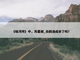 《暗河传》中，苏暮雨_白鹤淮成亲了吗？