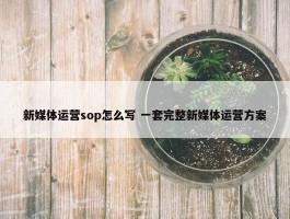 新媒体运营sop怎么写 一套完整新媒体运营方案