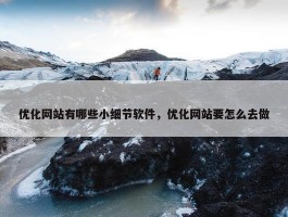 优化网站有哪些小细节软件，优化网站要怎么去做