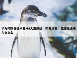 华为何刚喜提问界M9大五座版！网友点赞：应该让余承东来交车