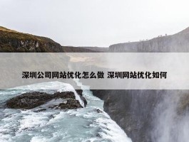 深圳公司网站优化怎么做 深圳网站优化如何