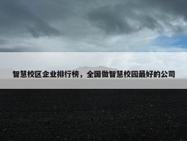 智慧校区企业排行榜，全国做智慧校园最好的公司