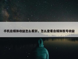 手机自媒体收益怎么看到，怎么查看自媒体账号收益