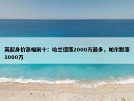 英超身价涨幅前十：哈兰德涨2000万最多，帕尔默涨1000万