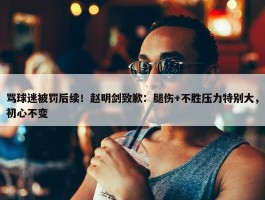 骂球迷被罚后续！赵明剑致歉：腿伤+不胜压力特别大，初心不变