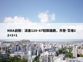 NBA战报：活塞120-87轻取雄鹿，杰登-艾维22+2+1