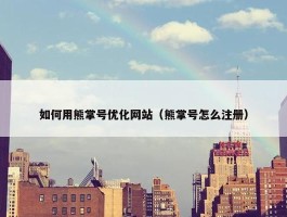 如何用熊掌号优化网站（熊掌号怎么注册）