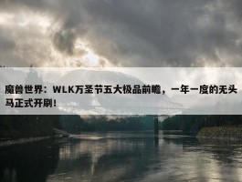 魔兽世界：WLK万圣节五大极品前瞻，一年一度的无头马正式开刷！