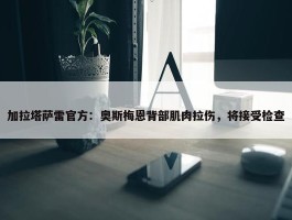 加拉塔萨雷官方：奥斯梅恩背部肌肉拉伤，将接受检查