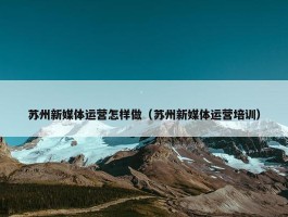 苏州新媒体运营怎样做（苏州新媒体运营培训）