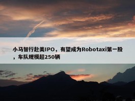 小马智行赴美IPO，有望成为Robotaxi第一股，车队规模超250辆