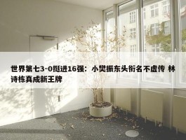 世界第七3-0挺进16强：小樊振东头衔名不虚传 林诗栋真成新王牌