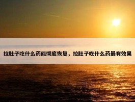 拉肚子吃什么药能彻底恢复，拉肚子吃什么药最有效果