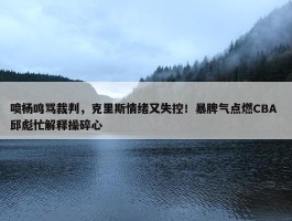 喷杨鸣骂裁判，克里斯情绪又失控！暴脾气点燃CBA 邱彪忙解释操碎心