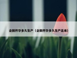 企鹅怀孕多久生产（企鹅怀孕多久生产出来）