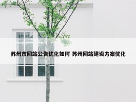 苏州市网站公告优化如何 苏州网站建设方案优化