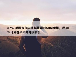 87% 美国青少年拥有苹果iPhone手机，近30%计划在半年内升级新机