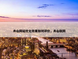 舟山网站优化效果如何评价，舟山联网