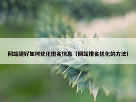 网站建好如何优化排名信息（网站排名优化的方法）