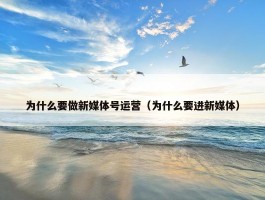 为什么要做新媒体号运营（为什么要进新媒体）