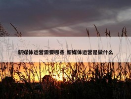 新媒体运营需要哪些 新媒体运营是做什么