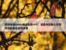 跨境电商Shein推进伦敦IPO：消息称创始人许仰天将赴美会见投资者