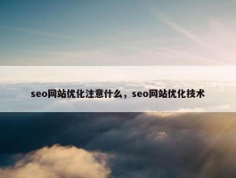 seo网站优化注意什么，seo网站优化技术