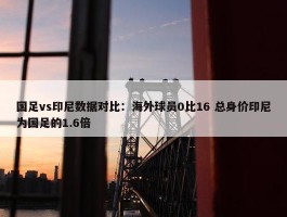 国足vs印尼数据对比：海外球员0比16 总身价印尼为国足的1.6倍