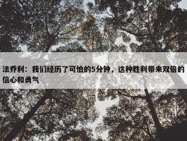 法乔利：我们经历了可怕的5分钟，这种胜利带来双倍的信心和勇气