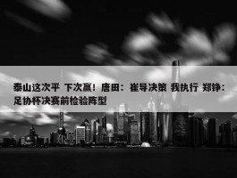 泰山这次平 下次赢！唐田：崔导决策 我执行 郑铮：足协杯决赛前检验阵型