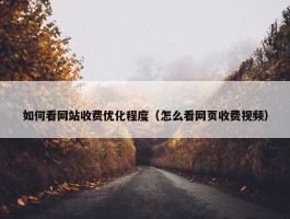 如何看网站收费优化程度（怎么看网页收费视频）