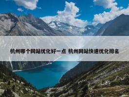 杭州哪个网站优化好一点 杭州网站快速优化排名