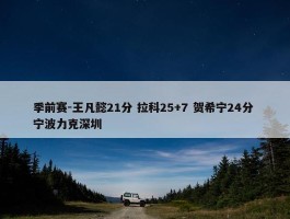 季前赛-王凡懿21分 拉科25+7 贺希宁24分 宁波力克深圳