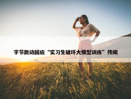 字节跳动回应“实习生破坏大模型训练”传闻